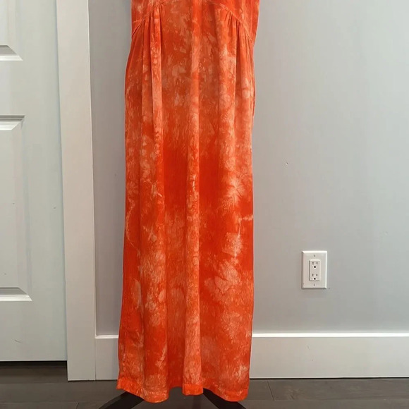 RAQUEL ALLEGRA Orange Tie-Dye V-Neck Midi Dress size 2 (Medium) - Picture 6 of 13